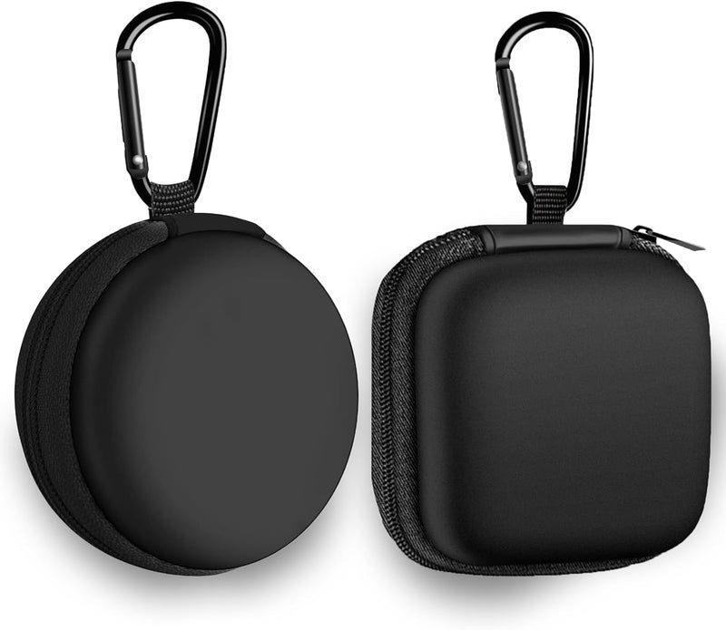 Woyinger Square + Round Earbud Case Portable EVA Carrying Case Storage Bag Cell Phone Accessories Organizer with Carabiner for Earphone, Earbud, Earpieces, SD Memory Card, Camera Chips,Black - Image 1